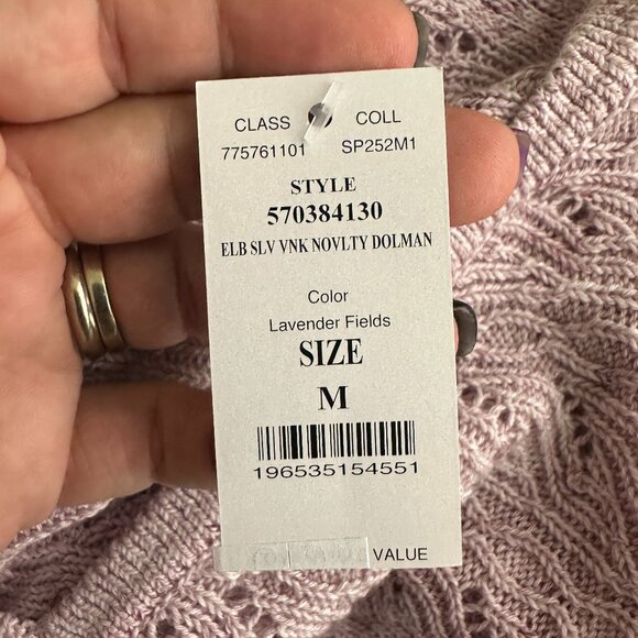 NWT White House Black Market Half Sleeve V Neck Dolman Sweater M Lavender WHBM10 - Picture 5 of 8